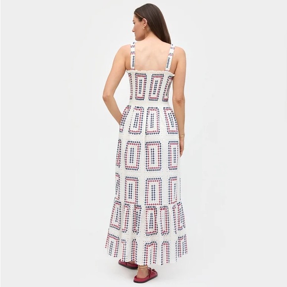 Hill House Anjuli Red, White and Blue Eyelet Maxi Dress - Picture 3 of 12